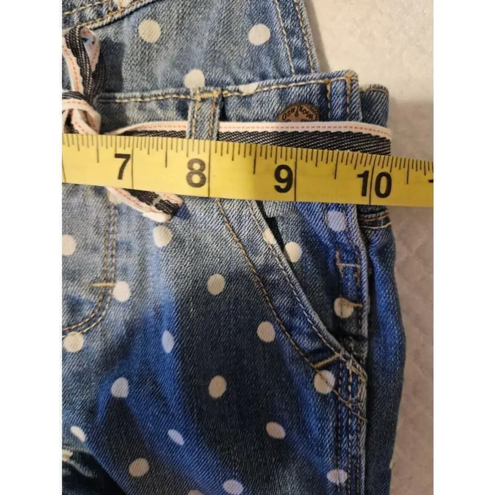 OshKosh B'Gosh Denim Overalls Baby size 12 Months Polka Dots Blue